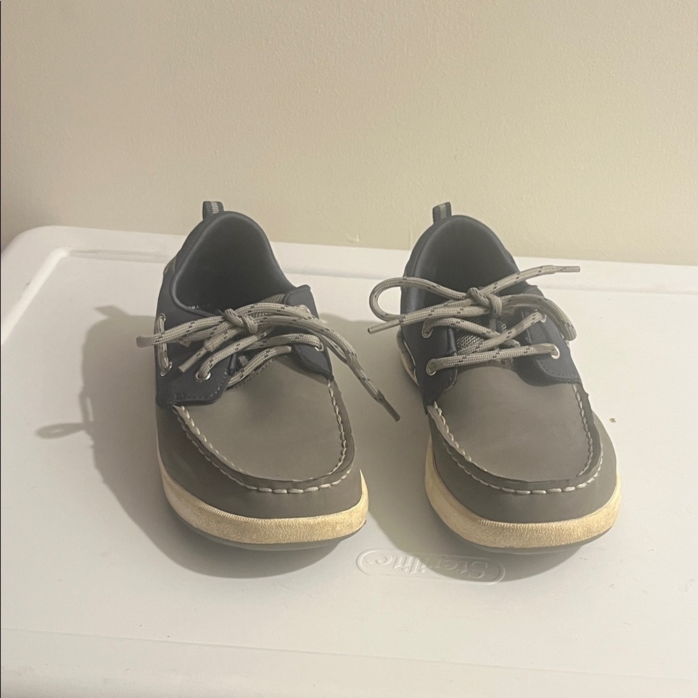 Kids Gray and Blue SPERRY Boat Shoes